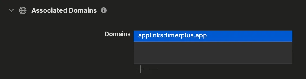 Associated Domains configuration in Xcode